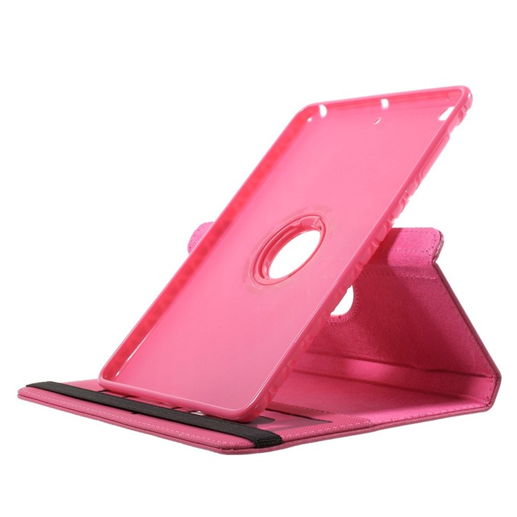 Twill Grain PU Leather Case w/ 360 Degree Rotatory Stand for iPad Mini / Mini 2 / Mini 3 - Rose-5