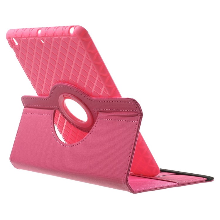 Twill Grain PU Leather Case w/ 360 Degree Rotatory Stand for iPad Mini / Mini 2 / Mini 3 - Rose-6