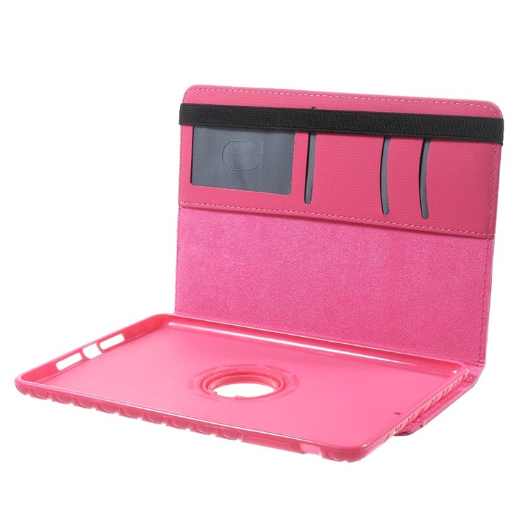 Twill Grain PU Leather Case w/ 360 Degree Rotatory Stand for iPad Mini / Mini 2 / Mini 3 - Rose-8