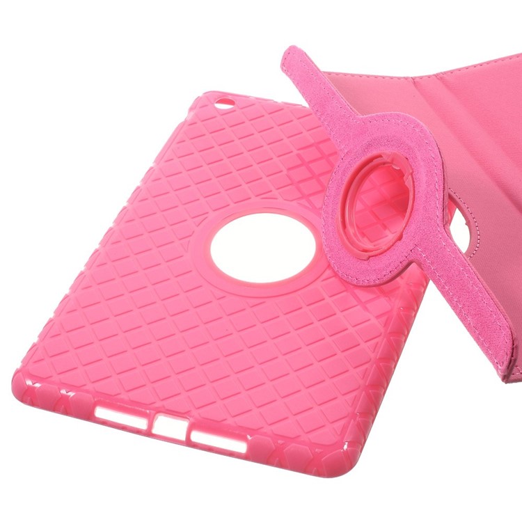 Twill Grain PU Leather Case w/ 360 Degree Rotatory Stand for iPad Mini / Mini 2 / Mini 3 - Rose-9