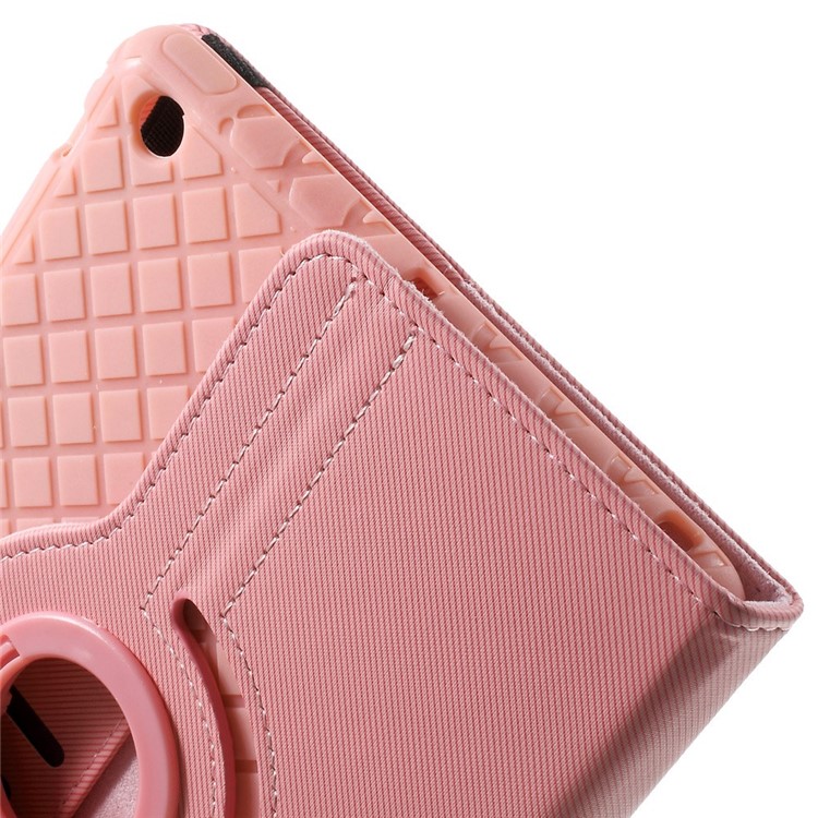 Twill Grain PU Leather Cover w/ 360 Degree Rotatory Stand for iPad Mini / Mini 2 / Mini 3 - Pink-11