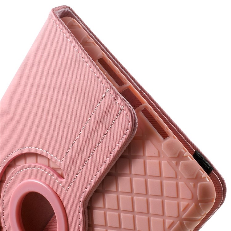 Twill Grain PU Leather Cover w/ 360 Degree Rotatory Stand for iPad Mini / Mini 2 / Mini 3 - Pink-12