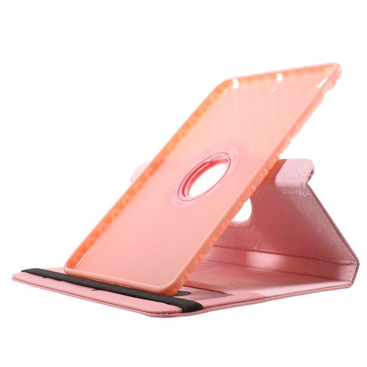 Twill Grain PU Leather Cover w/ 360 Degree Rotatory Stand for iPad Mini / Mini 2 / Mini 3 - Pink-5