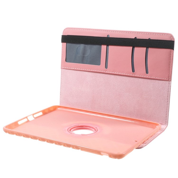 Twill Grain PU Leather Cover w/ 360 Degree Rotatory Stand for iPad Mini / Mini 2 / Mini 3 - Pink-8