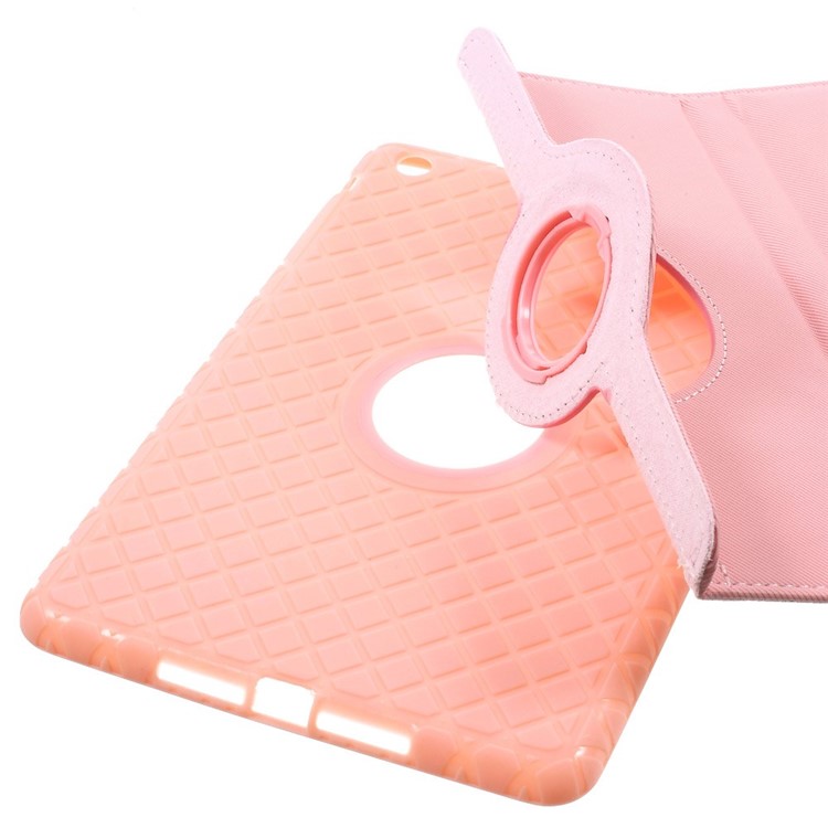 Twill Grain PU Leather Cover w/ 360 Degree Rotatory Stand for iPad Mini / Mini 2 / Mini 3 - Pink-9