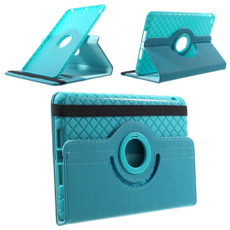 Twill Grain Leather Cover w/ 360 Degree Rotatory Stand for iPad Mini / Mini 2 / Mini 3 - Baby Blue-1