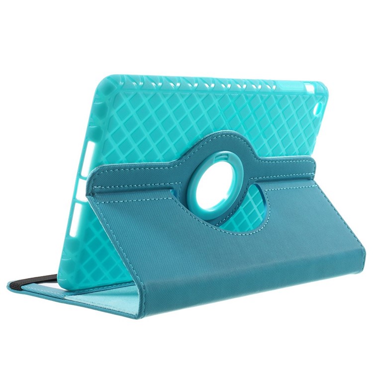 Twill Grain Leather Cover w/ 360 Degree Rotatory Stand for iPad Mini / Mini 2 / Mini 3 - Baby Blue-4