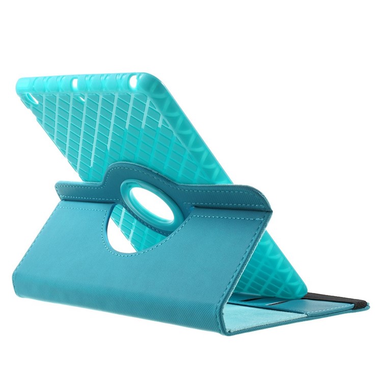 Twill Grain Leather Cover w/ 360 Degree Rotatory Stand for iPad Mini / Mini 2 / Mini 3 - Baby Blue-6