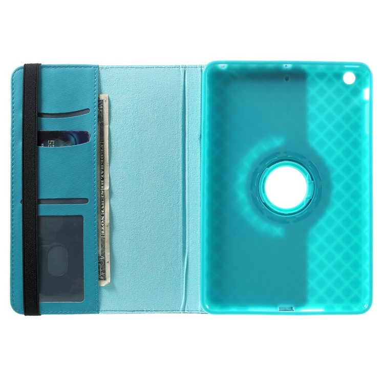 Twill Grain Leather Cover w/ 360 Degree Rotatory Stand for iPad Mini / Mini 2 / Mini 3 - Baby Blue-7