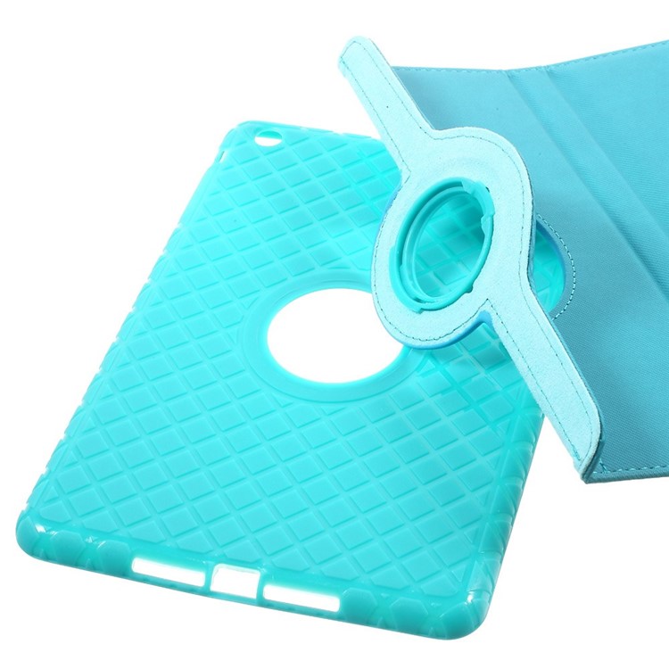 Twill Grain Leather Cover w/ 360 Degree Rotatory Stand for iPad Mini / Mini 2 / Mini 3 - Baby Blue-9