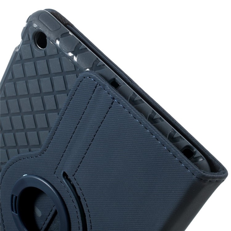 Twill Grain Leather Cover w/ 360 Degree Rotatory Stand for iPad Mini / Mini 2 / Mini 3 - Dark Blue-11