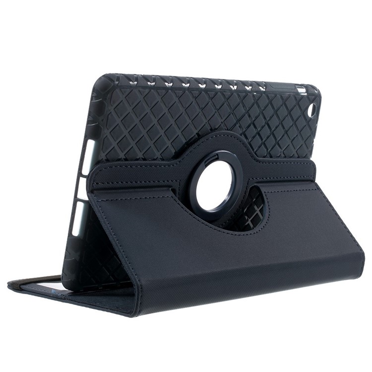 Twill Grain Leather Cover w/ 360 Degree Rotatory Stand for iPad Mini / Mini 2 / Mini 3 - Dark Blue-4