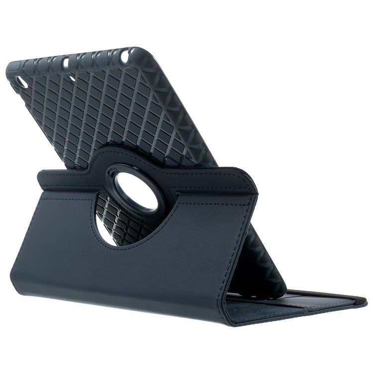 Twill Grain Leather Cover w/ 360 Degree Rotatory Stand for iPad Mini / Mini 2 / Mini 3 - Dark Blue-6