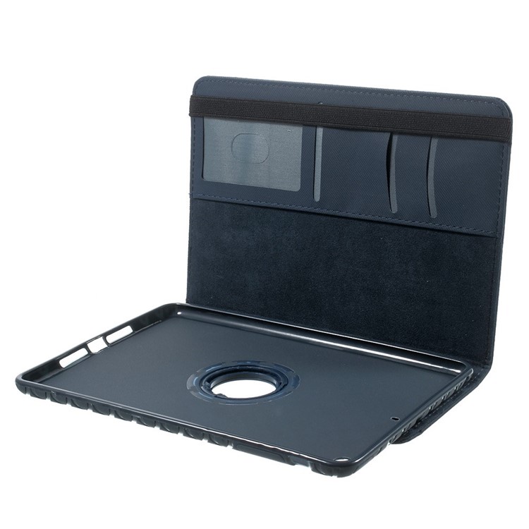 Twill Grain Leather Cover w/ 360 Degree Rotatory Stand for iPad Mini / Mini 2 / Mini 3 - Dark Blue-8