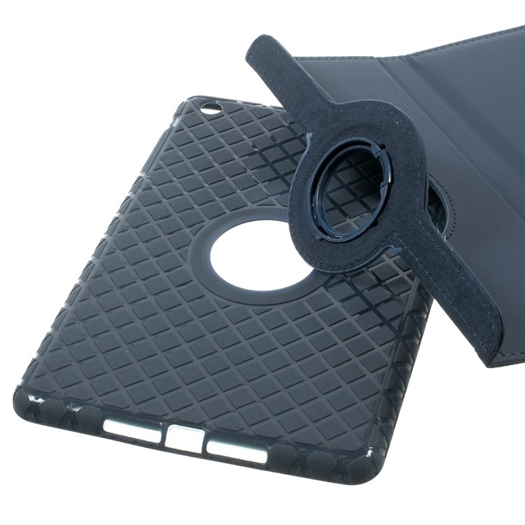 Twill Grain Leather Cover w/ 360 Degree Rotatory Stand for iPad Mini / Mini 2 / Mini 3 - Dark Blue-9
