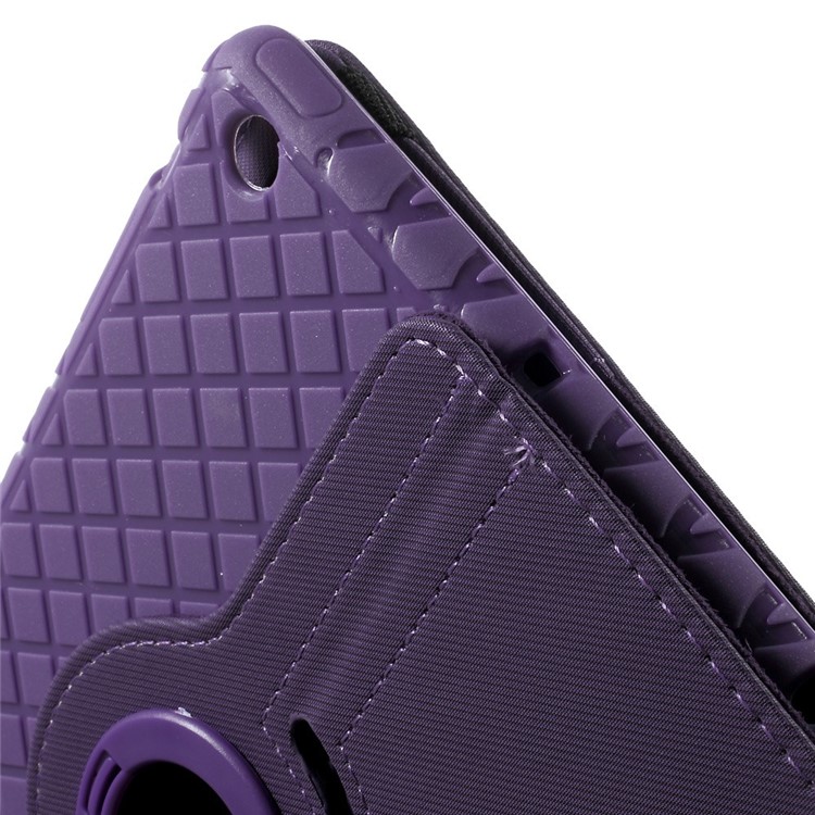 Twill Grain Leather Case Cover w/ 360 Degree Rotatory Stand for iPad Mini / Mini 2 / Mini 3 - Purple-12
