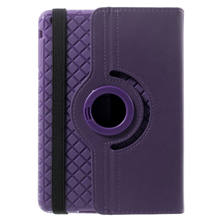 Twill Grain Leather Case Cover w/ 360 Degree Rotatory Stand for iPad Mini / Mini 2 / Mini 3 - Purple-3