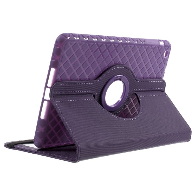 Twill Grain Leather Case Cover w/ 360 Degree Rotatory Stand for iPad Mini / Mini 2 / Mini 3 - Purple-4