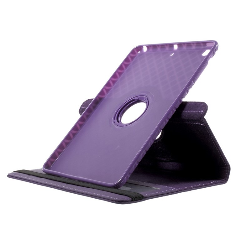 Twill Grain Leather Case Cover w/ 360 Degree Rotatory Stand for iPad Mini / Mini 2 / Mini 3 - Purple-5