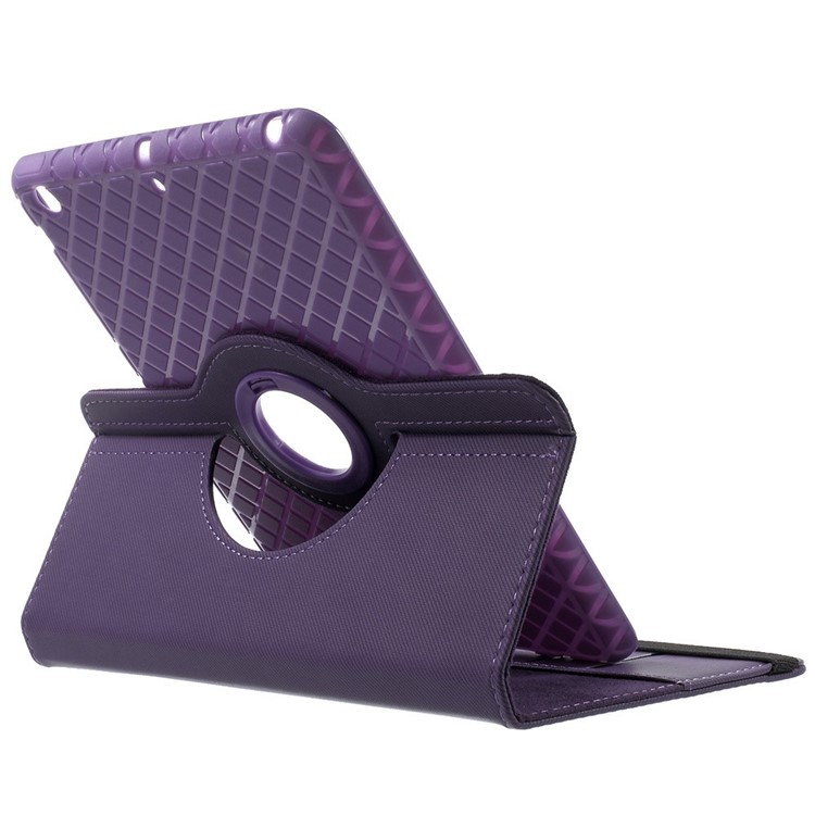 Twill Grain Leather Case Cover w/ 360 Degree Rotatory Stand for iPad Mini / Mini 2 / Mini 3 - Purple-6