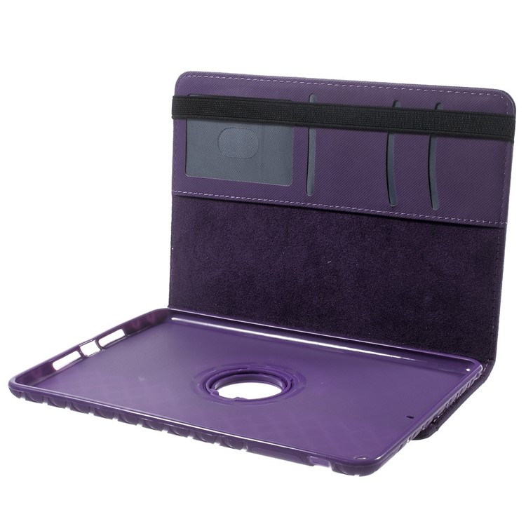 Twill Grain Leather Case Cover w/ 360 Degree Rotatory Stand for iPad Mini / Mini 2 / Mini 3 - Purple-8