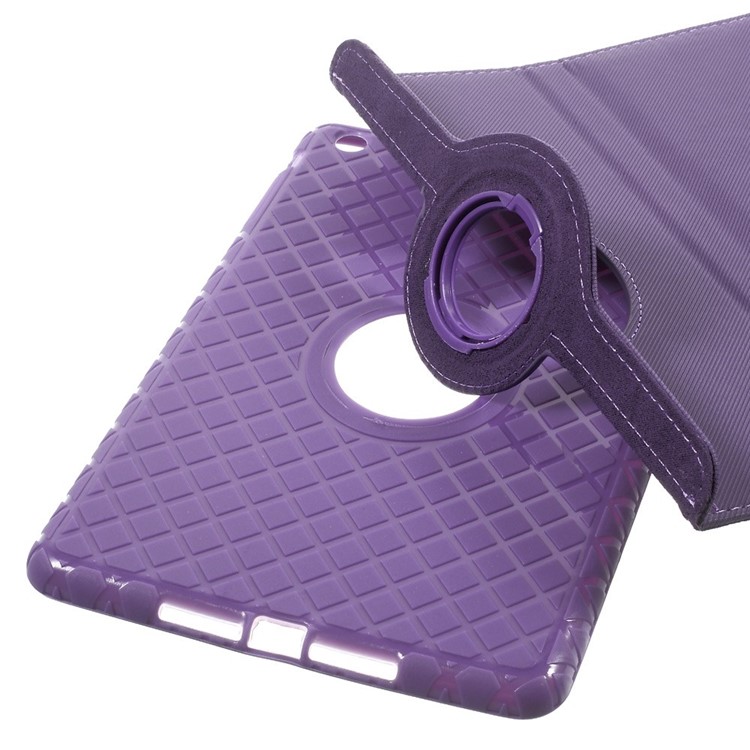 Twill Grain Leather Case Cover w/ 360 Degree Rotatory Stand for iPad Mini / Mini 2 / Mini 3 - Purple-9