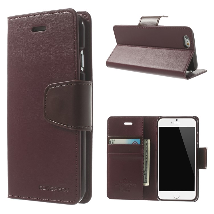 MERCURY Goospery Sonata Diary Magnetic Leather Stand Shell for iPhone 6 Plus / 6s Plus - Wine Red-1