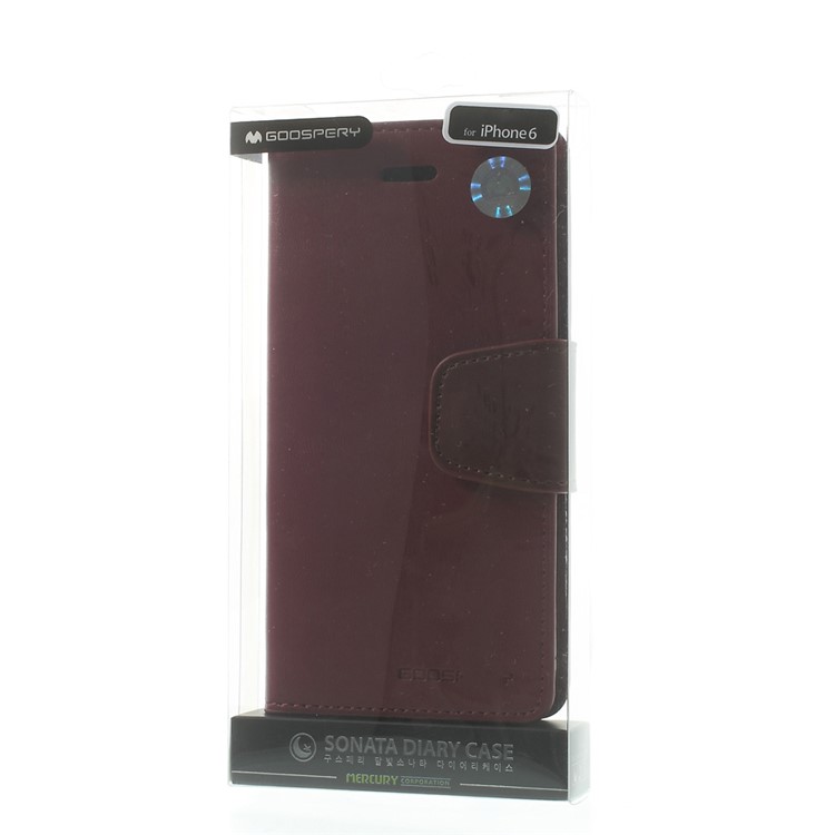 MERCURY Goospery Sonata Diary Magnetic Leather Stand Shell for iPhone 6 Plus / 6s Plus - Wine Red-11