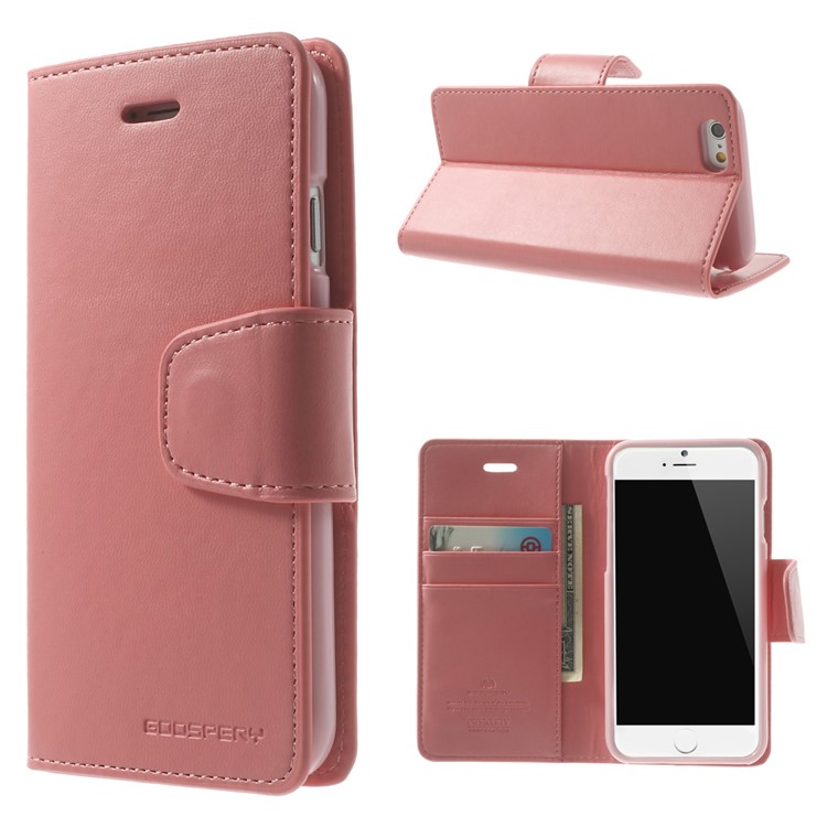 Mercury GOOSPERY for iPhone 6 Plus / 6s Plus Goospery Sonata Diary Stand Leather Skin Case - Pink-1