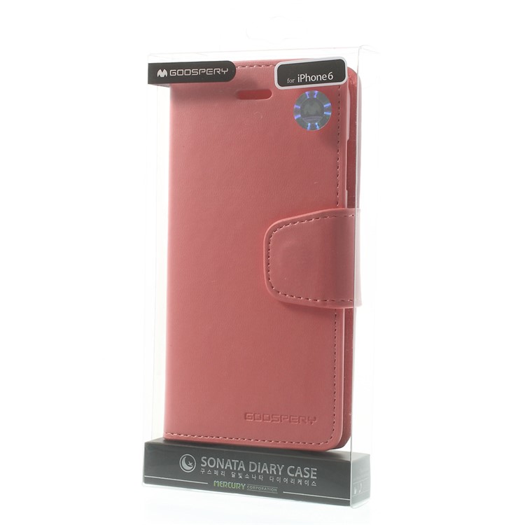 Mercury GOOSPERY for iPhone 6 Plus / 6s Plus Goospery Sonata Diary Stand Leather Skin Case - Pink-11