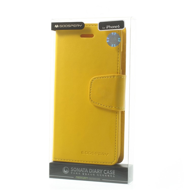 Mercury GOOSPERY for iPhone 6 Plus / 6s Plus Goospery Sonata Diary Wallet Stand Leather Cover - Yellow-11