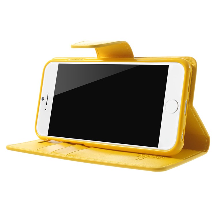 Mercury GOOSPERY for iPhone 6 Plus / 6s Plus Goospery Sonata Diary Wallet Stand Leather Cover - Yellow-3
