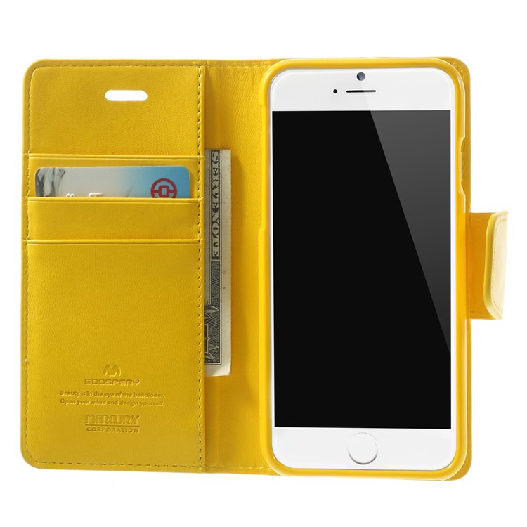 Mercury GOOSPERY for iPhone 6 Plus / 6s Plus Goospery Sonata Diary Wallet Stand Leather Cover - Yellow-5