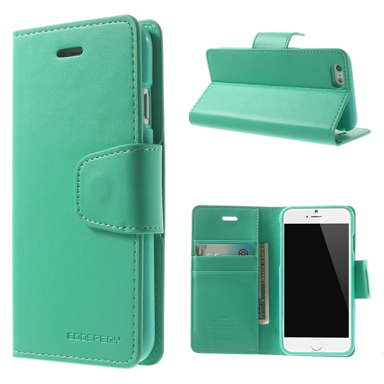 Mercury GOOSPERY for iPhone 6 Plus / 6s Plus Goospery Sonata Diary Stand Leather Case Accessory - Cyan-1