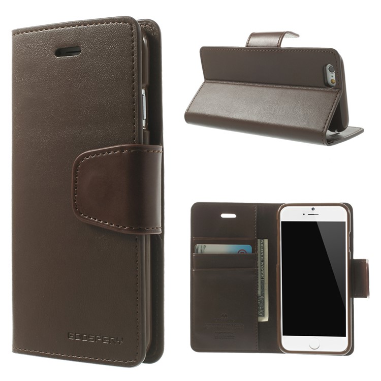 Mercury GOOSPERY for iPhone 6 Plus / 6s Plus Goospery Sonata Diary Stand Leather Magnetic Case - Coffee-1