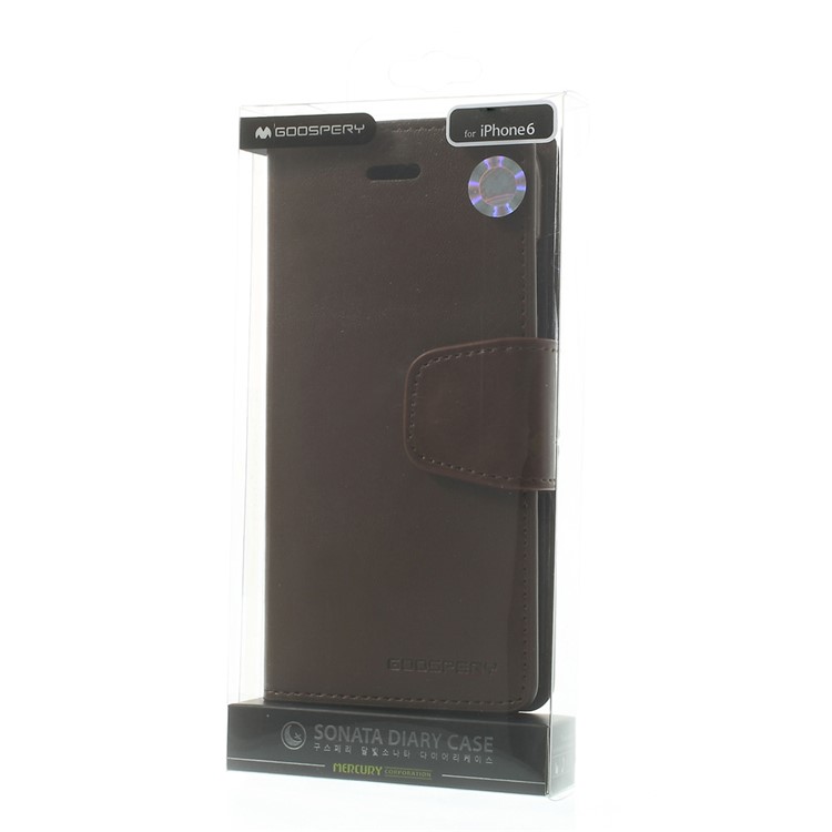 Mercury GOOSPERY for iPhone 6 Plus / 6s Plus Goospery Sonata Diary Stand Leather Magnetic Case - Coffee-11