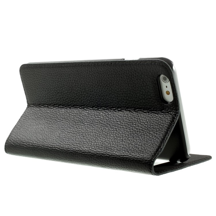 DOORMOON Litchi Window View Top Layer Genuine Leather Flip Case for iPhone 6 Plus / 6s Plus - Black-4