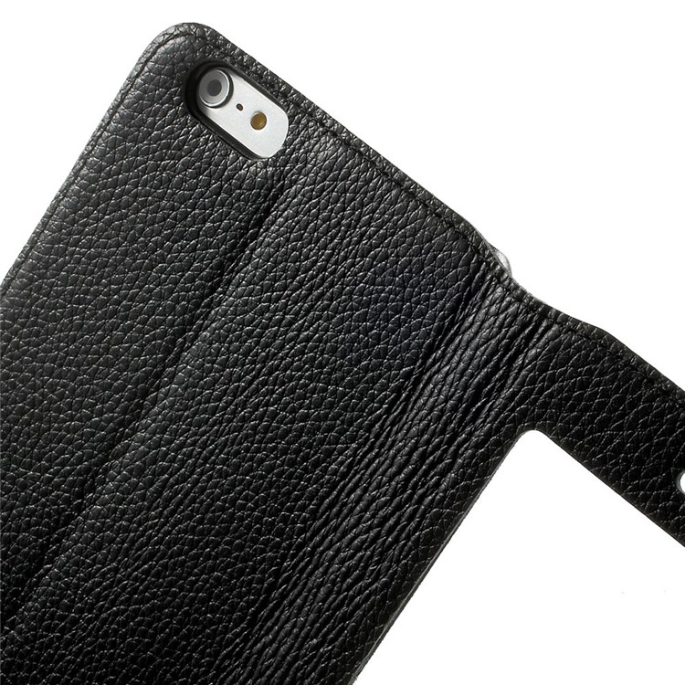 DOORMOON Litchi Window View Top Layer Genuine Leather Flip Case for iPhone 6 Plus / 6s Plus - Black-7