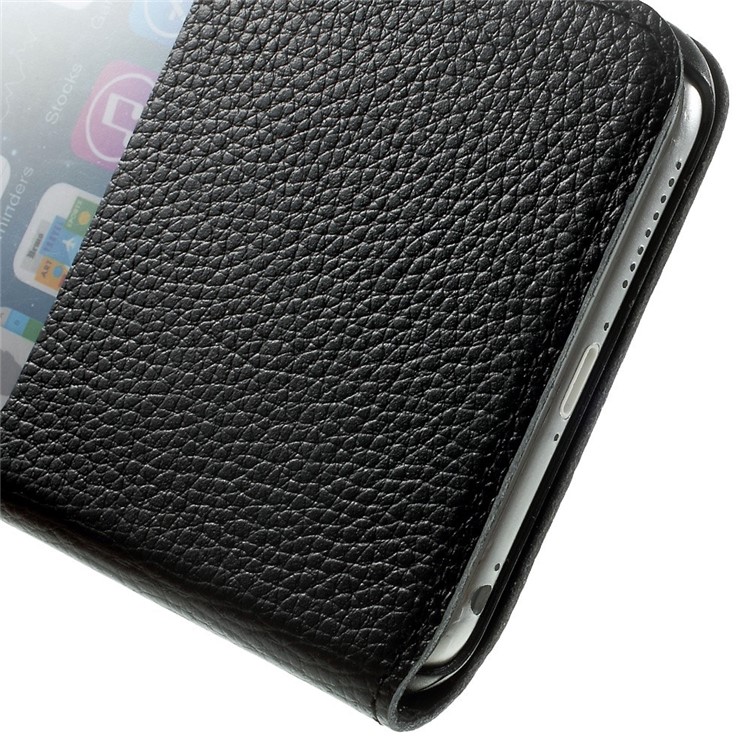 DOORMOON Litchi Window View Top Layer Genuine Leather Flip Case for iPhone 6 Plus / 6s Plus - Black-8