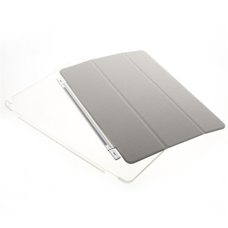 White Tri-fold Single Front Leather Smart Cover + Back PC Shell for iPad Air 2-11