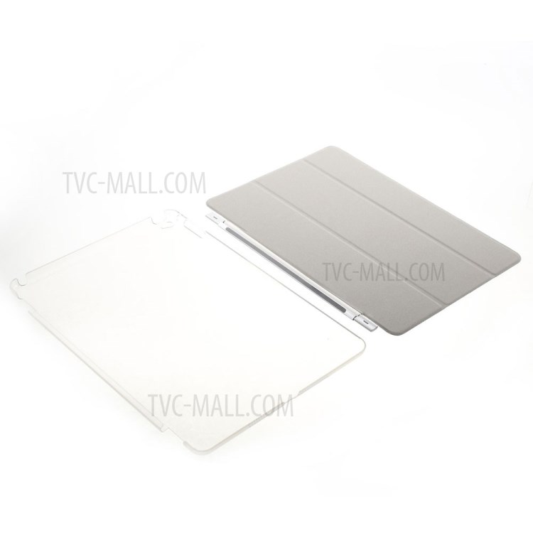 White Tri-fold Single Front Leather Smart Cover + Back PC Shell for iPad Air 2-12