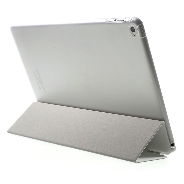 White Tri-fold Single Front Leather Smart Cover + Back PC Shell for iPad Air 2-5