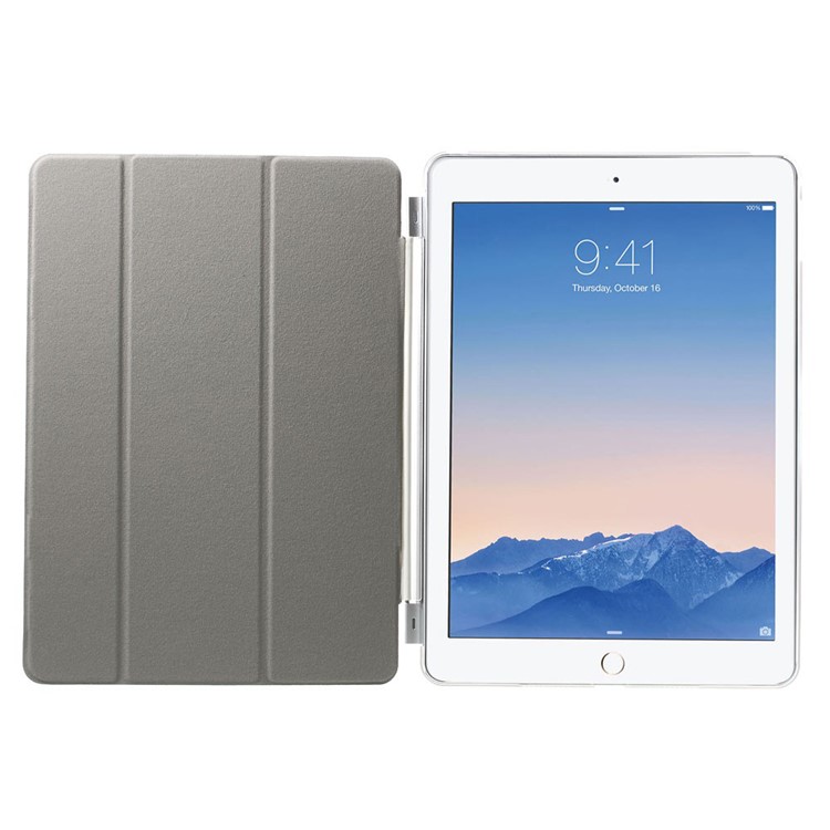 White Tri-fold Single Front Leather Smart Cover + Back PC Shell for iPad Air 2-7
