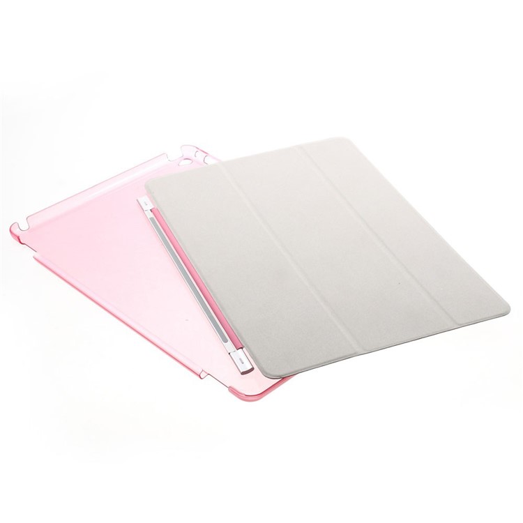 Rose for iPad Air 2 Tri-fold Single Front Smart Leather Cover + Back Plastic Shell-12