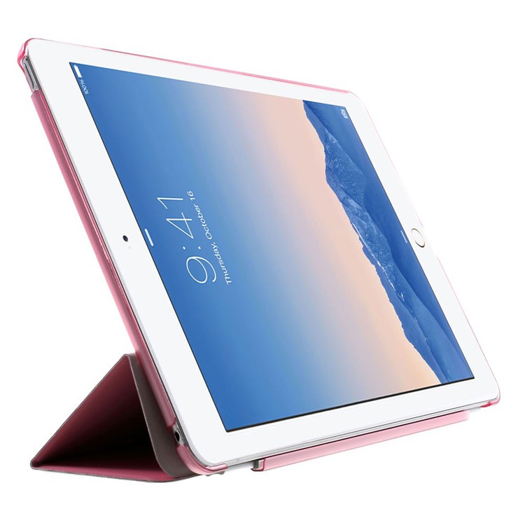 Rose for iPad Air 2 Tri-fold Single Front Smart Leather Cover + Back Plastic Shell-4