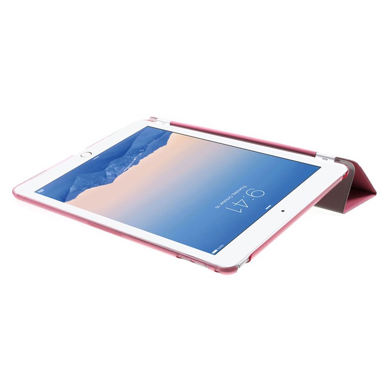 Rose for iPad Air 2 Tri-fold Single Front Smart Leather Cover + Back Plastic Shell-6