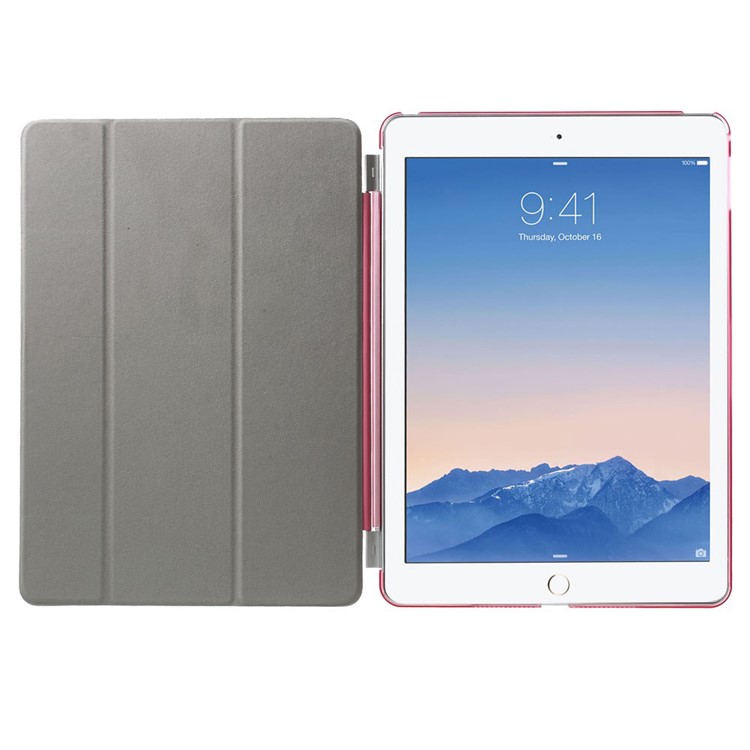 Rose for iPad Air 2 Tri-fold Single Front Smart Leather Cover + Back Plastic Shell-7