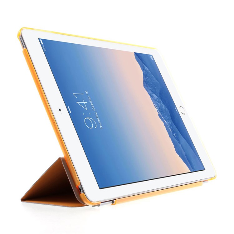 Orange Tri-fold Single Front Smart Leather Cover + Plastic Back Case for iPad Air 2-4
