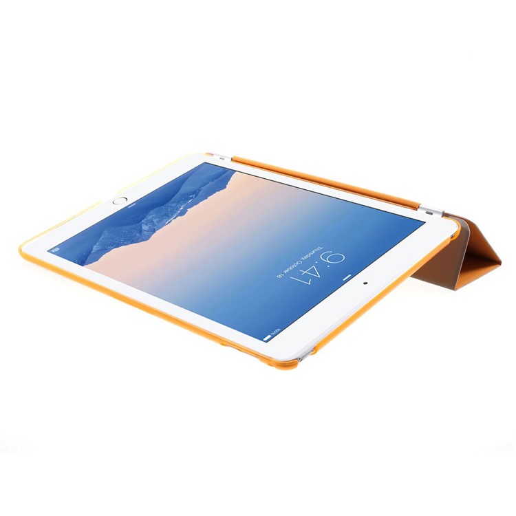 Orange Tri-fold Single Front Smart Leather Cover + Plastic Back Case for iPad Air 2-6