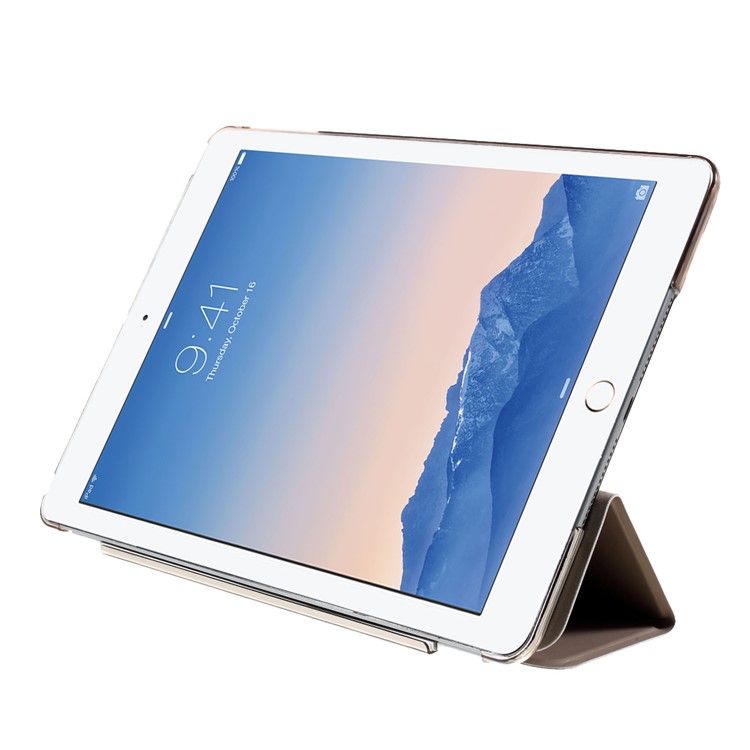 Champagne Tri-fold Single Front Smart Leather Cover + PC Back Case for iPad Air 2-10